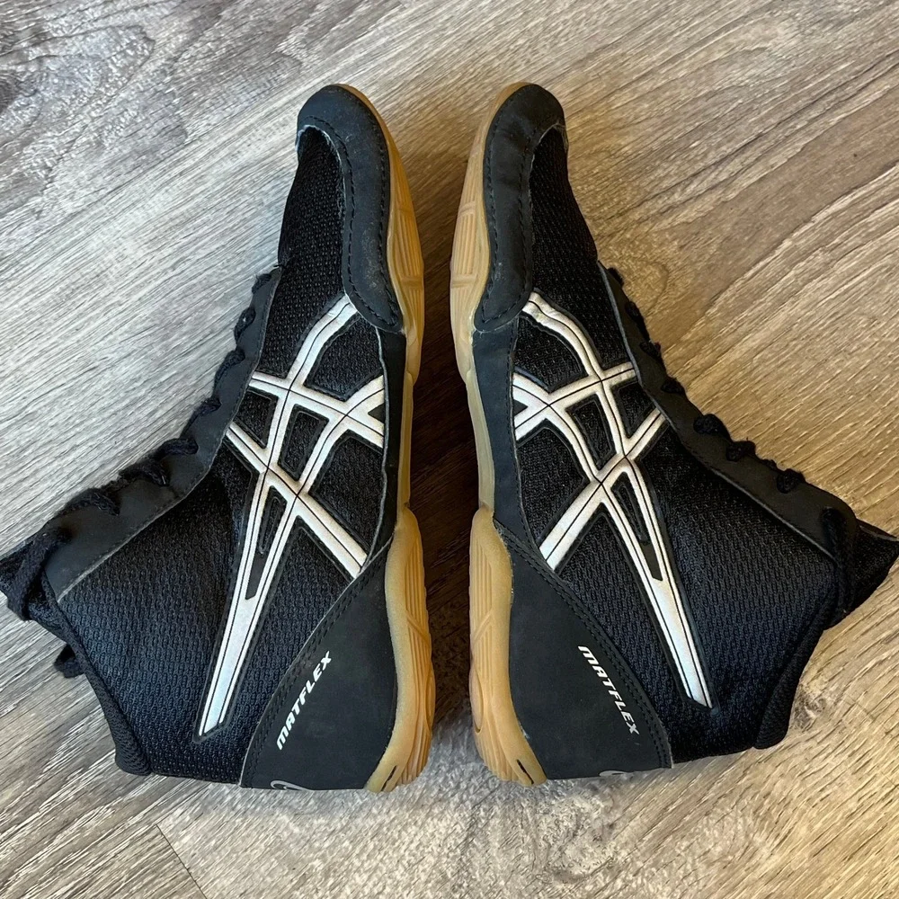 Asics Matflex 5 GS Wrestling Shoes Boxing Black‎ Silver Gum Mens 5.5 EU 37